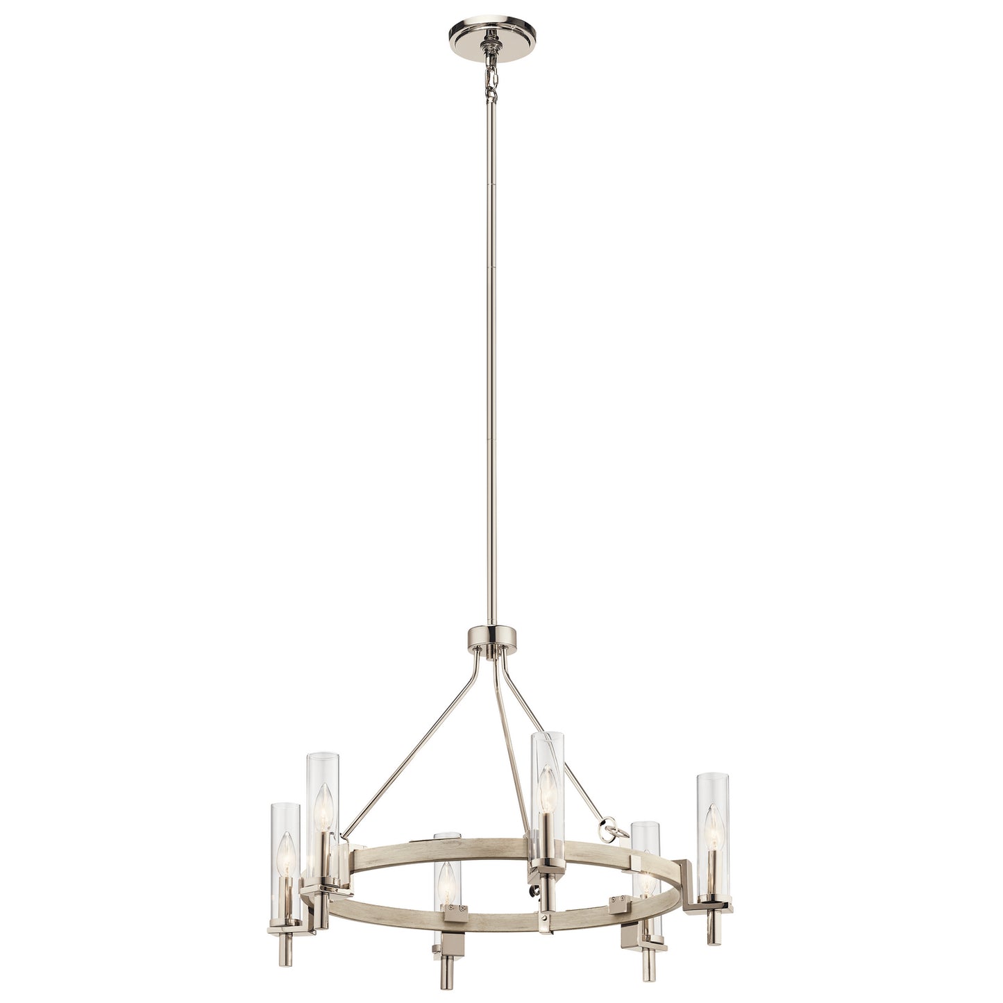 Telan Six Light Chandelier in White Washed Wood