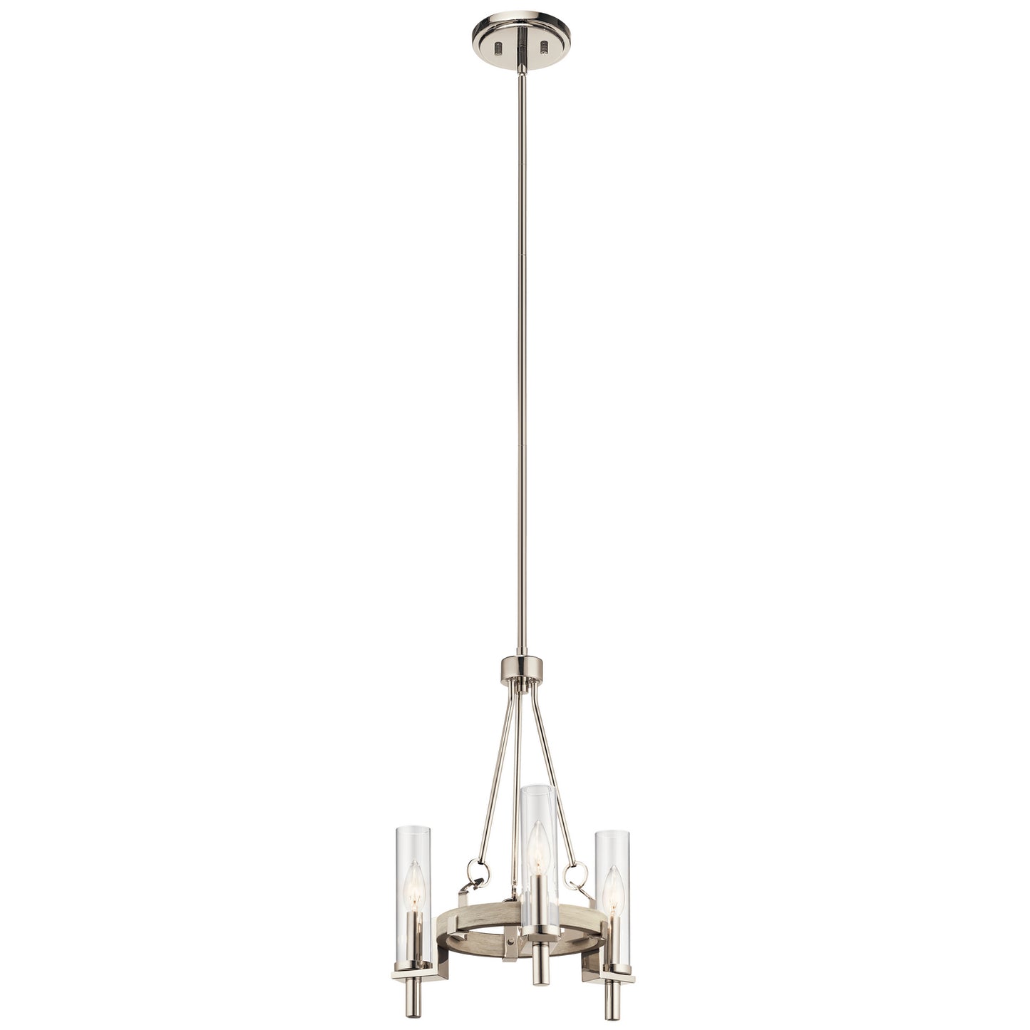 Telan Three Light Mini Chandelier in White Washed Wood