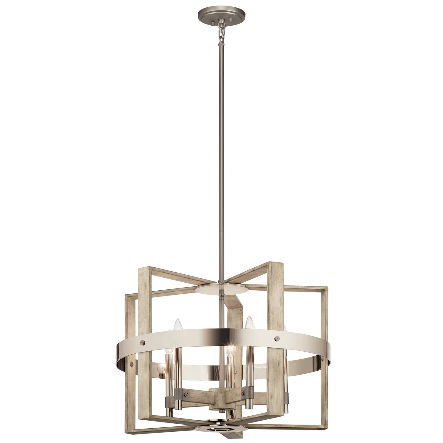 Peyton Five Light Chandelier in White Washed Wood