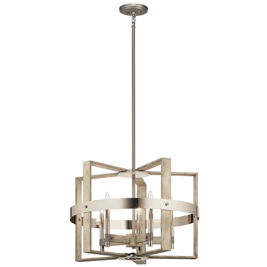 Peyton Five Light Chandelier in White Washed Wood