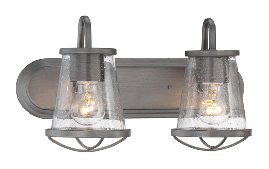Darby Two Light Bath Bar in Weathered Iron