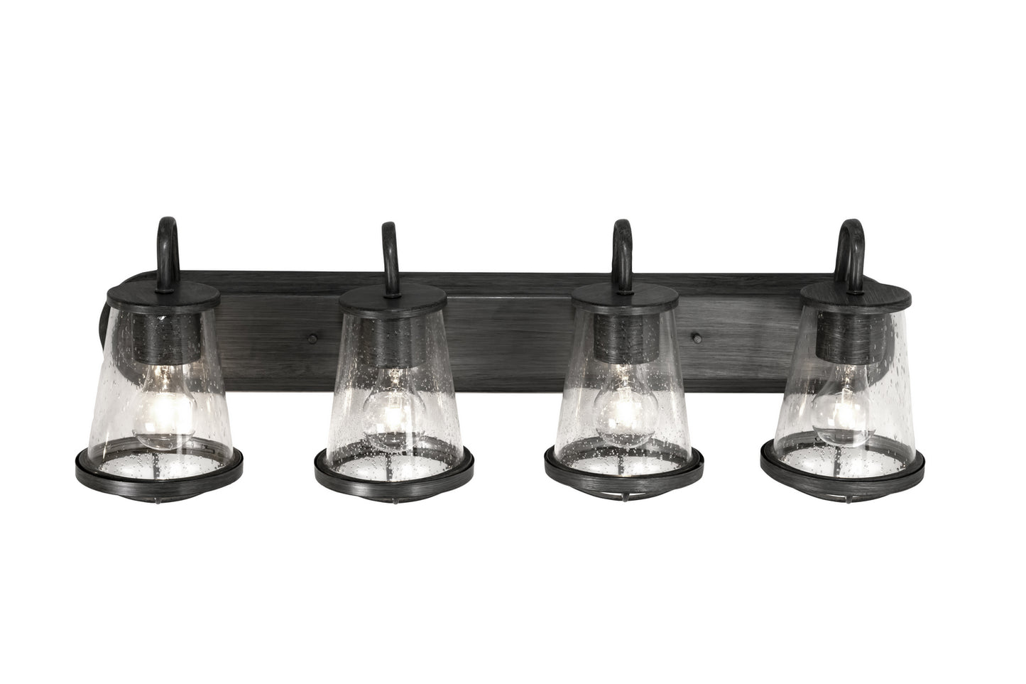 Darby Four Light Bath Bar in Weathered Iron