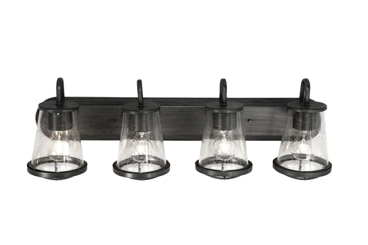 Darby Four Light Bath Bar in Weathered Iron