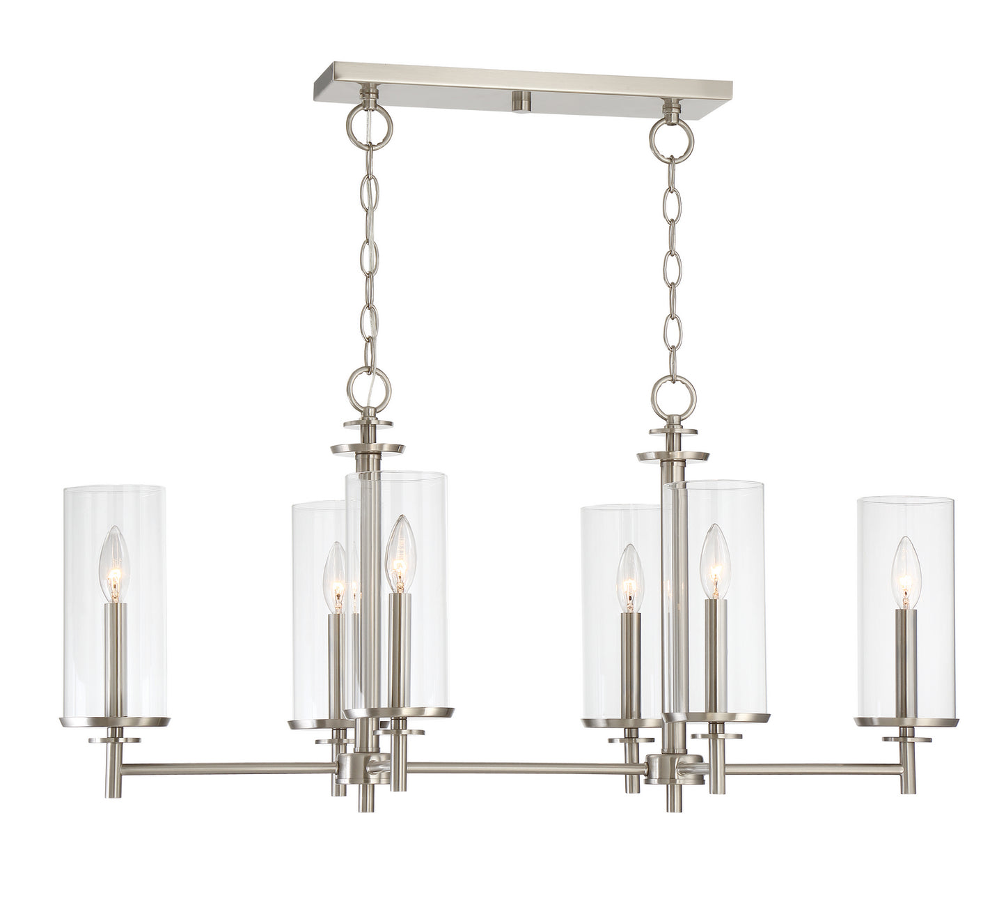 Harlowe Six Light Island Pendant in Satin Platinum