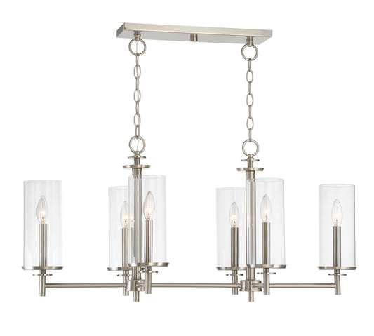 Harlowe Six Light Island Pendant in Satin Platinum