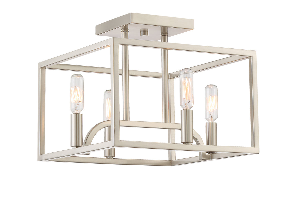 Uptown Four Light Semi-Flush Mount in Satin Platinum