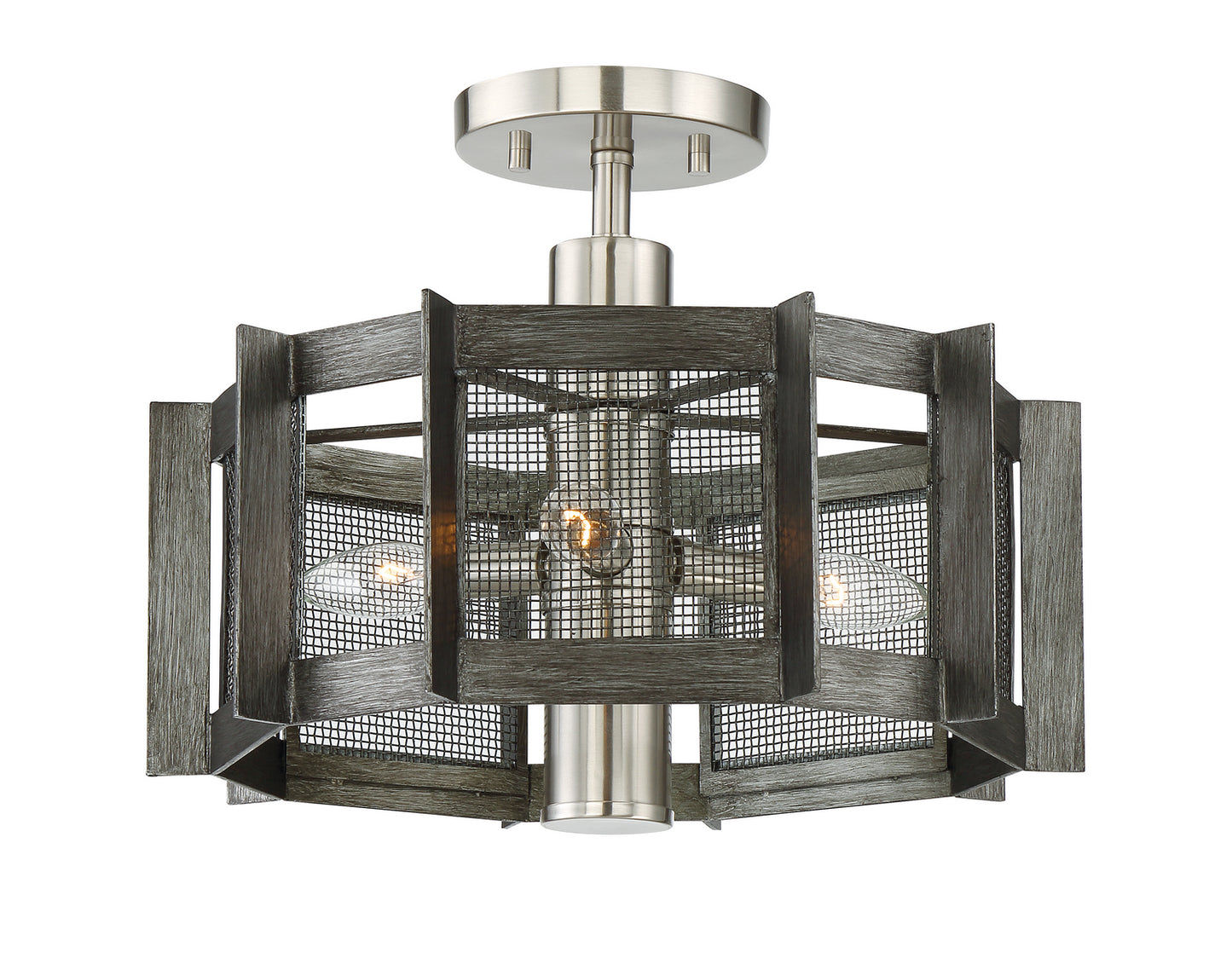 Baxter Three Light Semi-Flush Mount in Weathered Iron