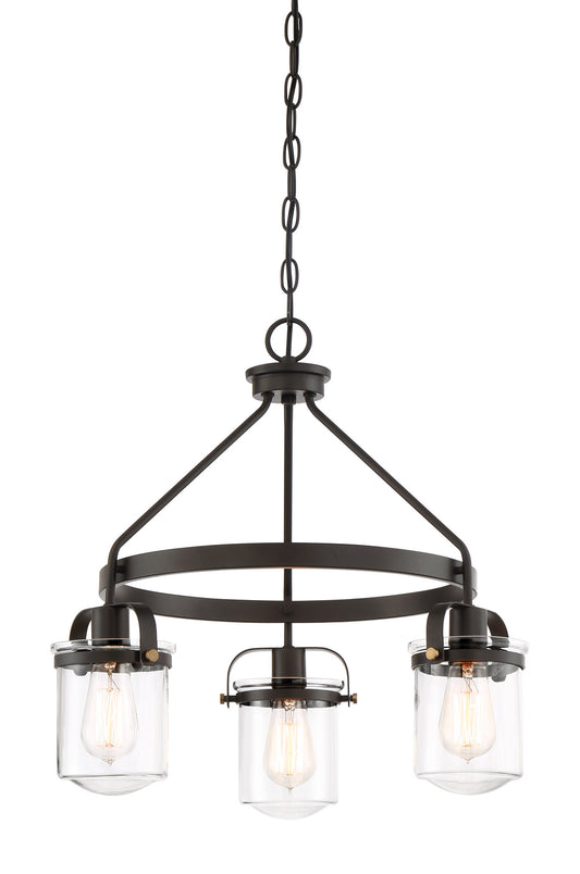 Jaxon Three Light Chandelier in Oil Rubbed Bronze