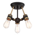Miles Three Light Semi-Flush Mount in Vintage Bronze