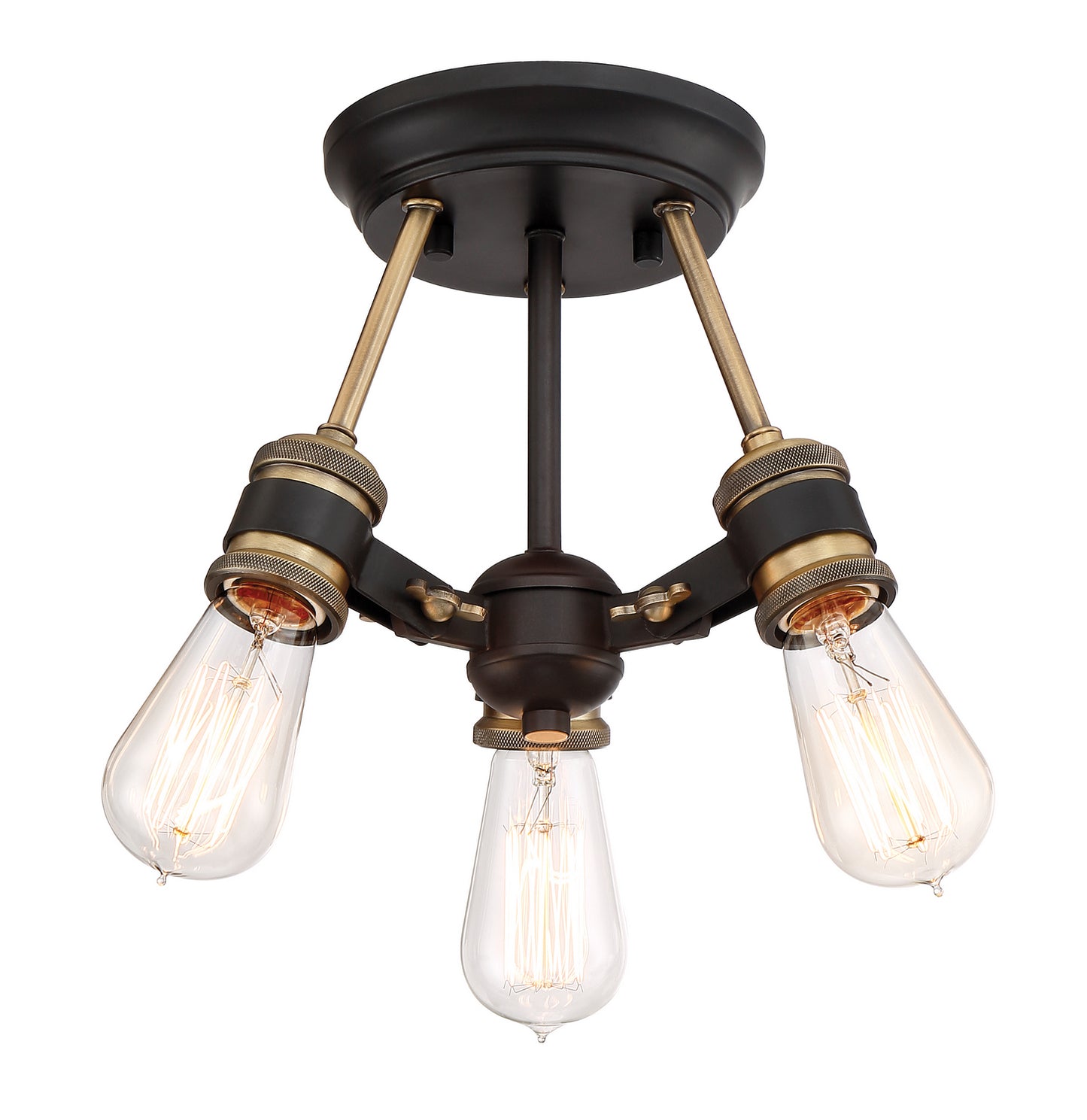 Miles Three Light Semi-Flush Mount in Vintage Bronze