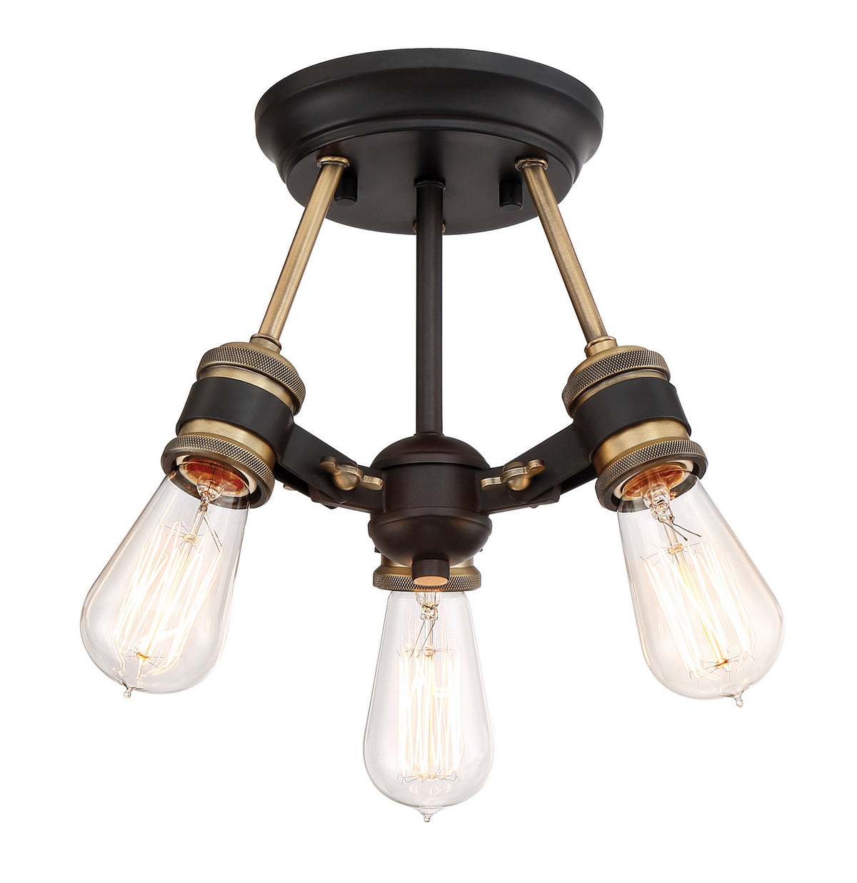 Miles Three Light Semi-Flush Mount in Vintage Bronze