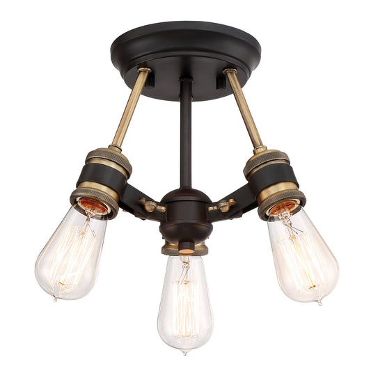 Miles Three Light Semi-Flush Mount in Vintage Bronze