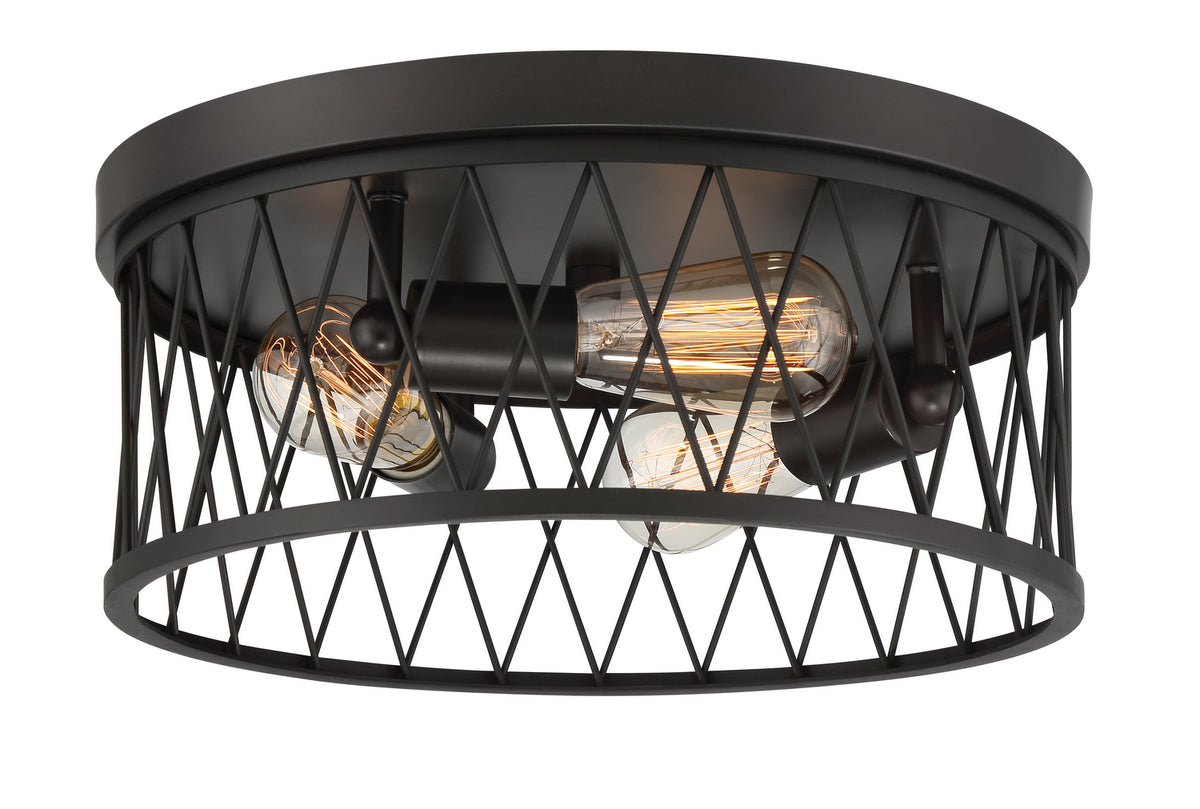 Arris Three Light Flushmount in Vintage Bronze