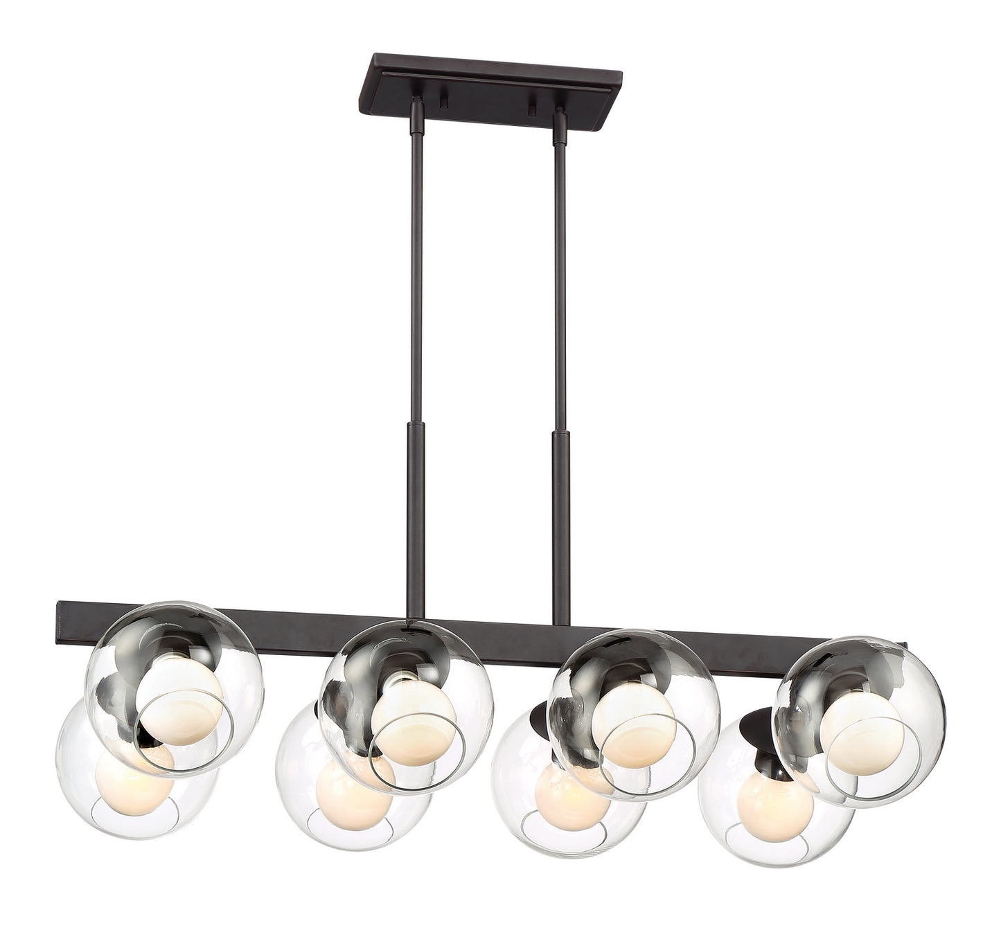 Meridian Eight Light Linear Chandelier in Satin Bronze