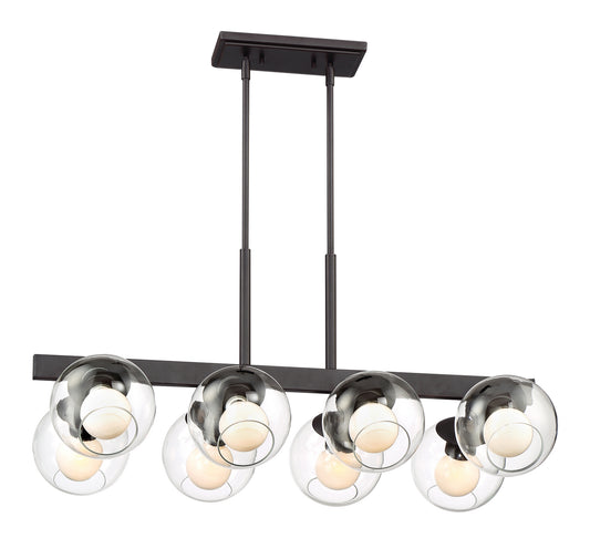 Meridian Eight Light Linear Chandelier in Satin Bronze