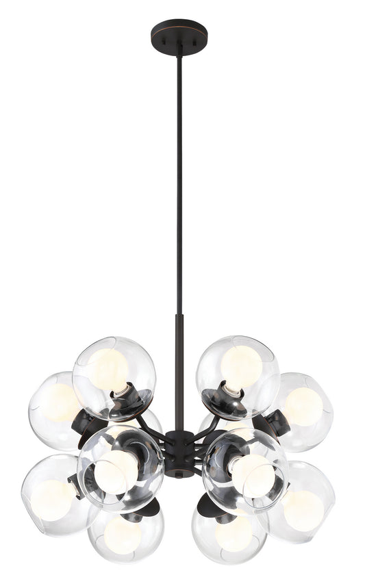 Meridian 12 Light Chandelier in Satin Bronze