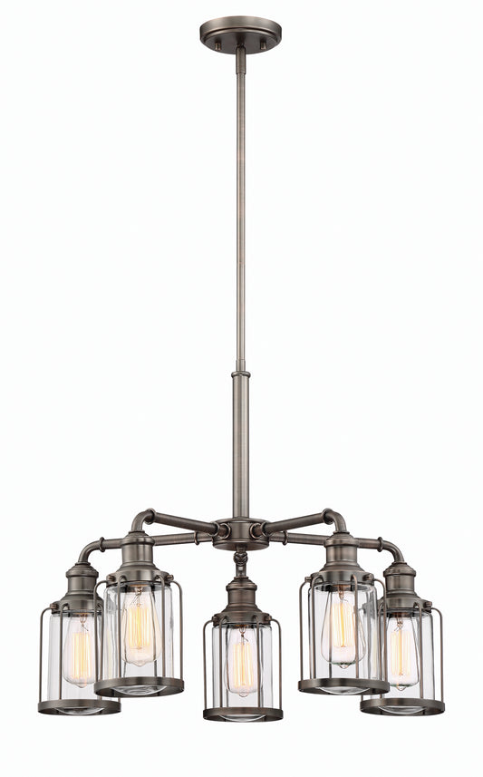 Anson Five Light Chandelier in Satin Copper Bronze