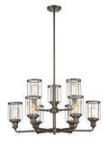 Anson Nine Light Chandelier in Satin Copper Bronze