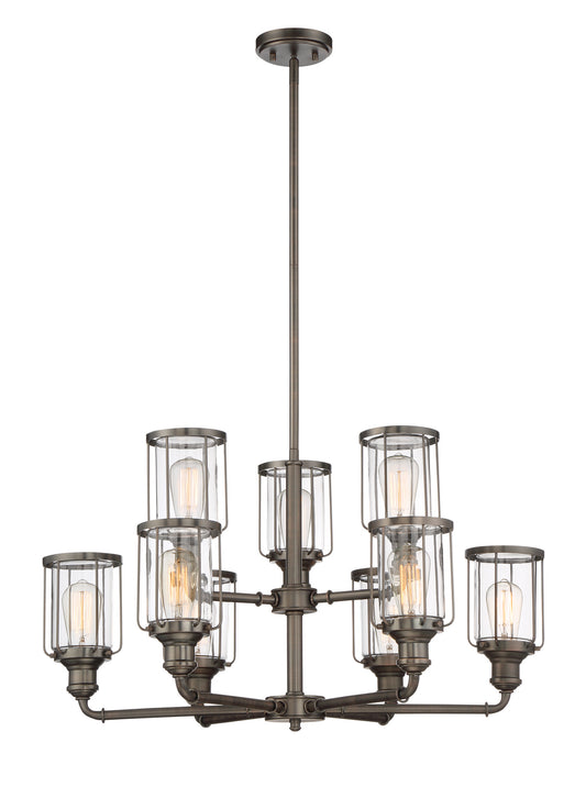 Anson Nine Light Chandelier in Satin Copper Bronze
