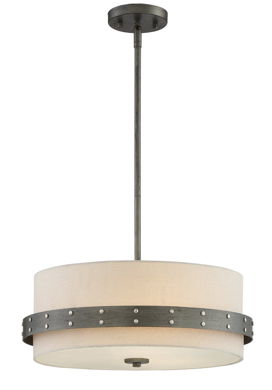 Garrett Three Light Pendant in Weathered Iron