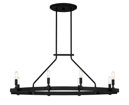 Fiora Eight Light Linear Chandelier in Black