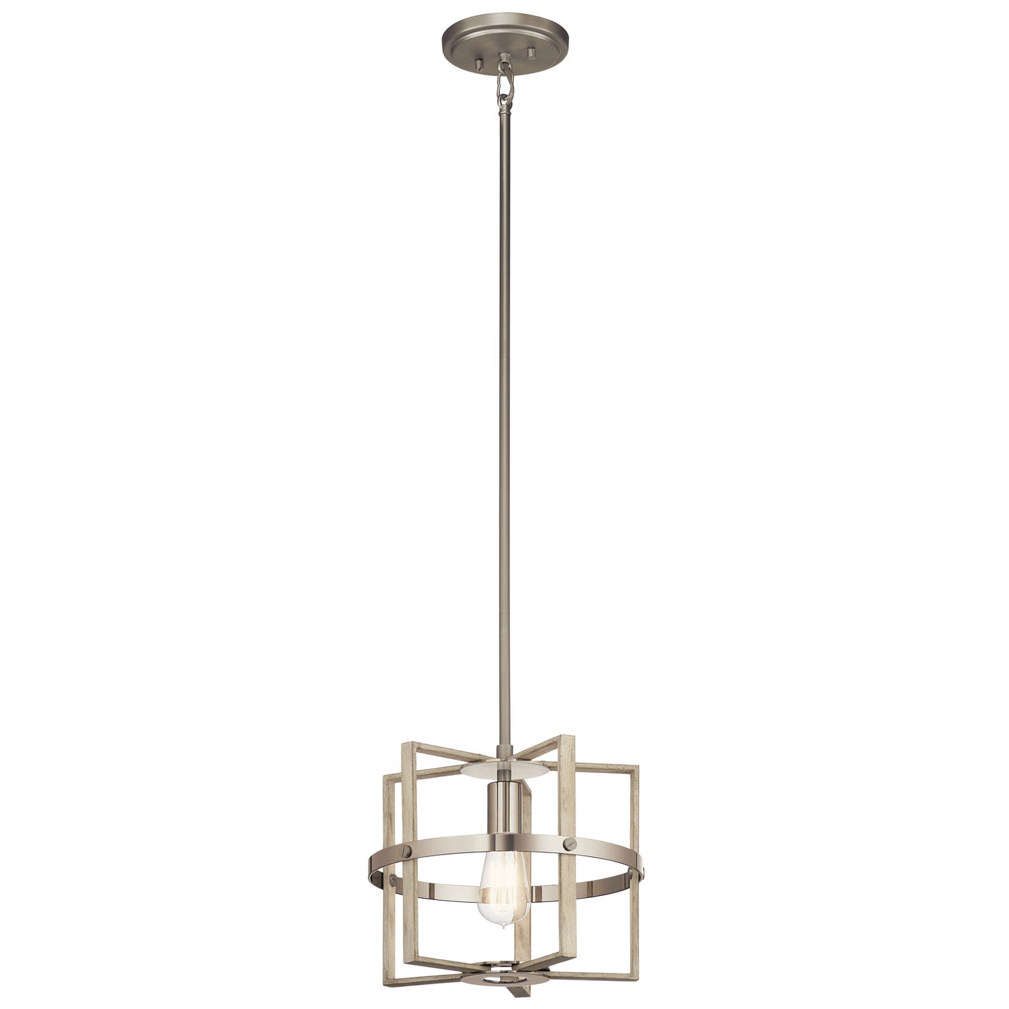 Peyton One Light Pendant in White Washed Wood