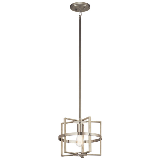 Peyton One Light Pendant in White Washed Wood