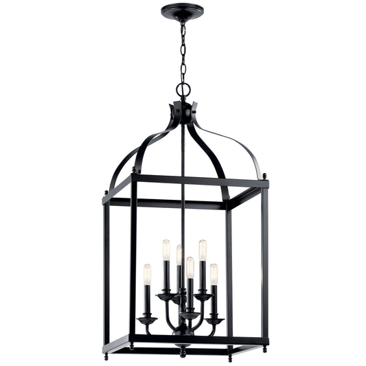Larkin Six Light Foyer Chandelier in Black