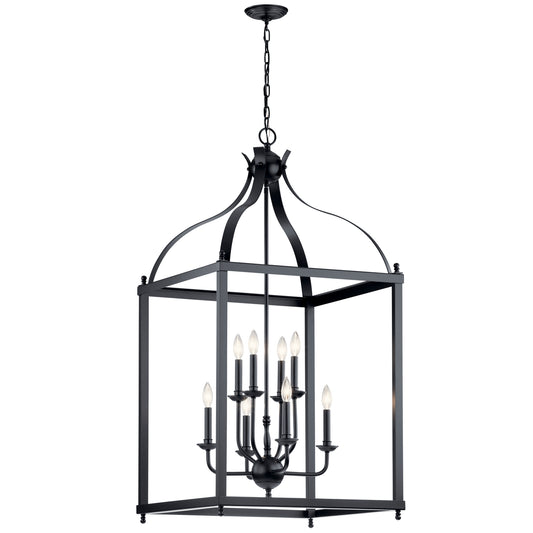 Larkin Eight Light Foyer Chandelier in Black