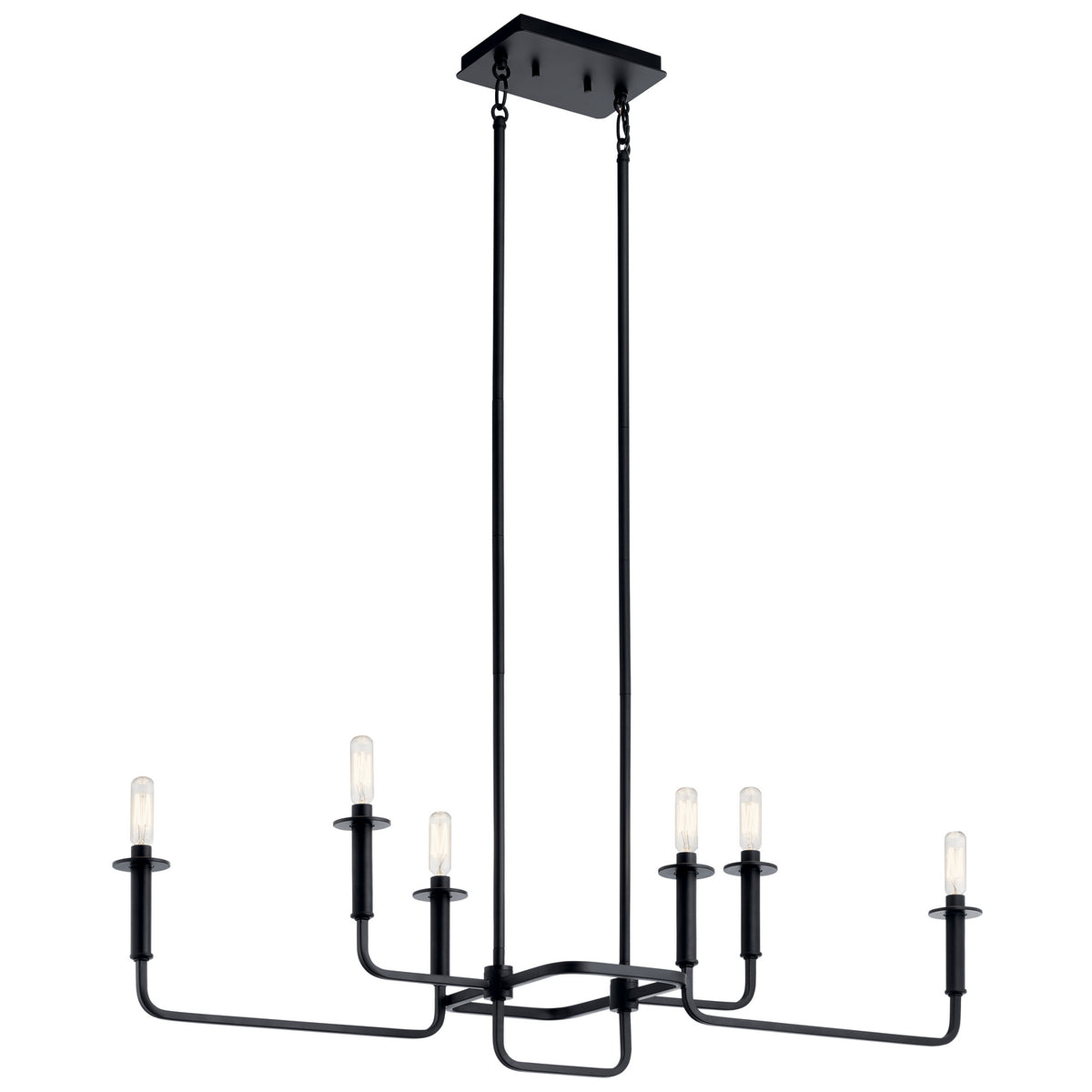 Alden Six Light Linear Chandelier in Black
