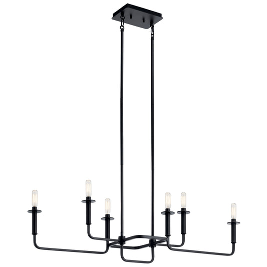 Alden Six Light Linear Chandelier in Black