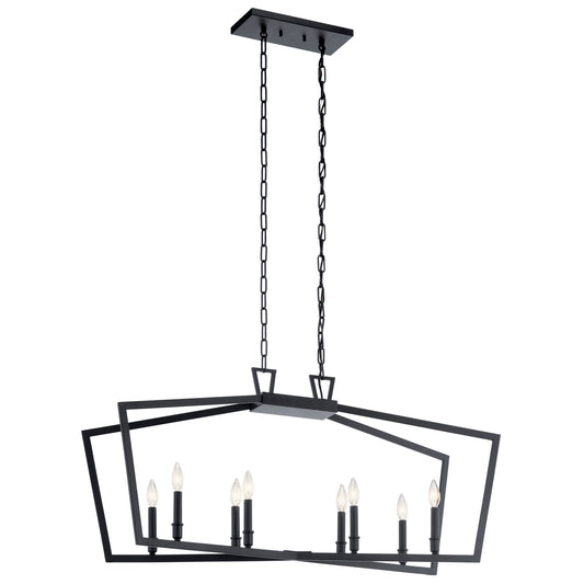 Abbotswell Eight Light Linear Chandelier in Black