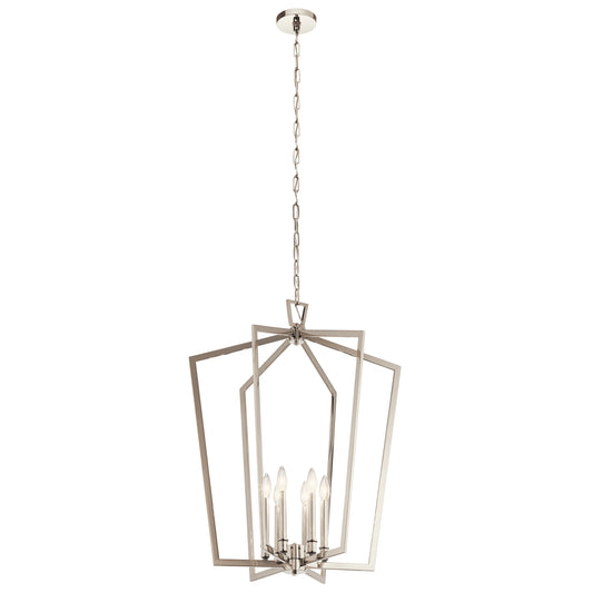 Abbotswell Six Light Foyer Pendant in Polished Nickel