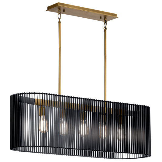 Linara Five Light Linear Chandelier in Black