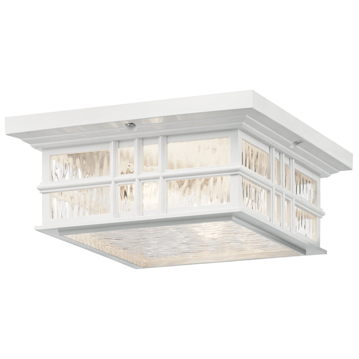 Beacon Square Two Light Outdoor Ceiling Mount in White