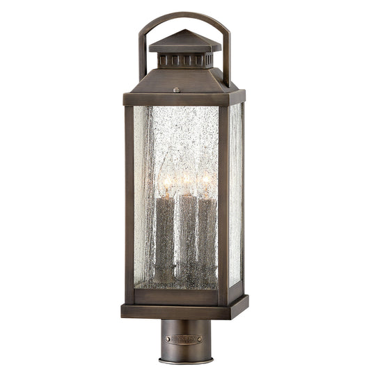 Revere LED Post Top or Pier Mount Lantern in Blackened Brass