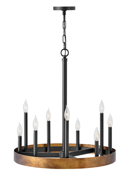 Wells LED Chandelier in Weathered Brass