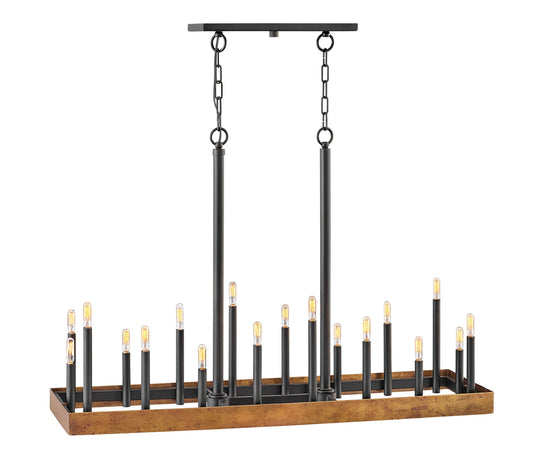 Wells LED Chandelier in Weathered Brass