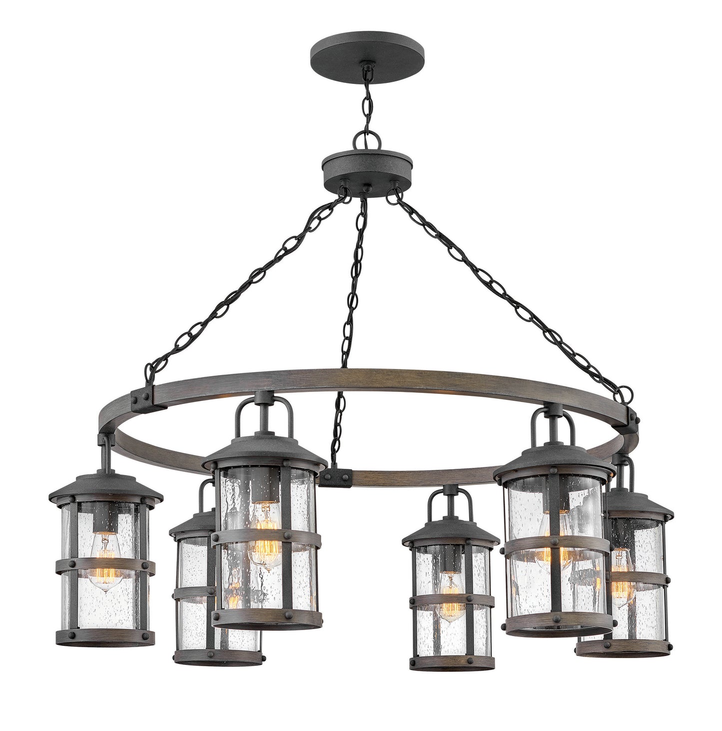 Lakehouse LED Chandelier in Aged Zinc