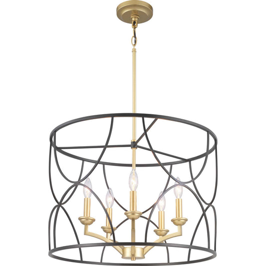 Landree Five Light Chandelier in Black