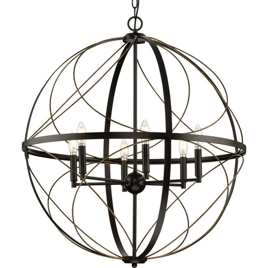 Brandywine Six Light Pendant in Antique Bronze