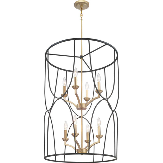 Landree Eight Light Foyer Pendant in Black