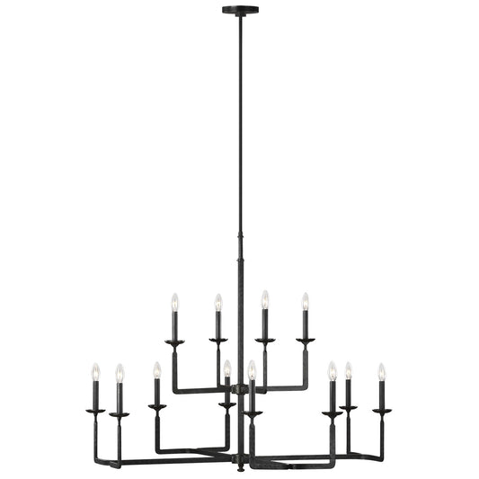 Ansley 12 Light Chandelier in Aged Iron