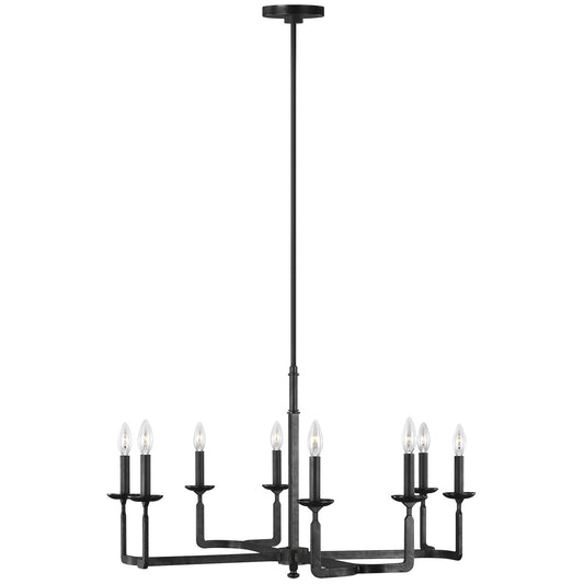 Ansley Eight Light Chandelier in Aged Iron