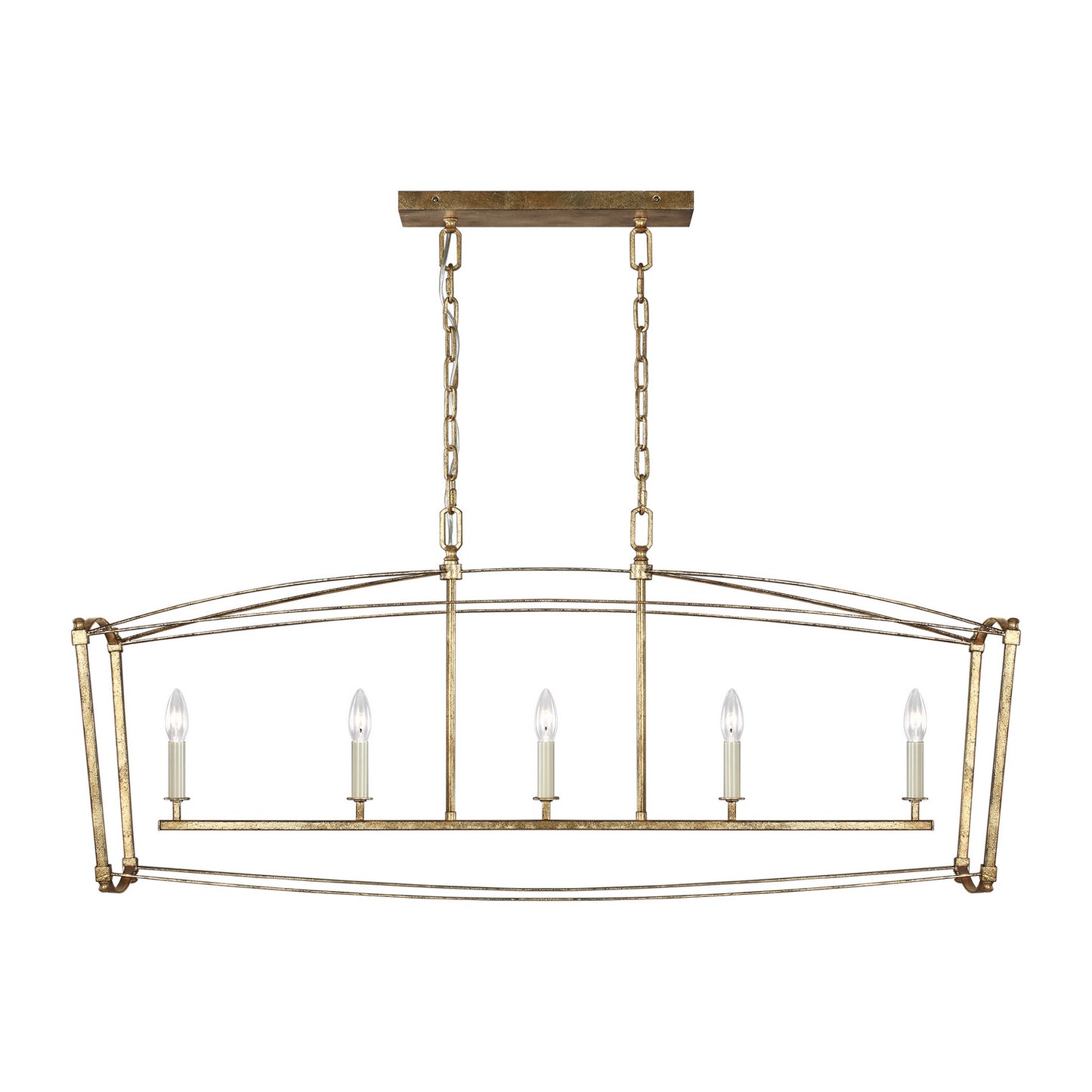 Thayer Five Light Linear Chandelier in Antique Gild