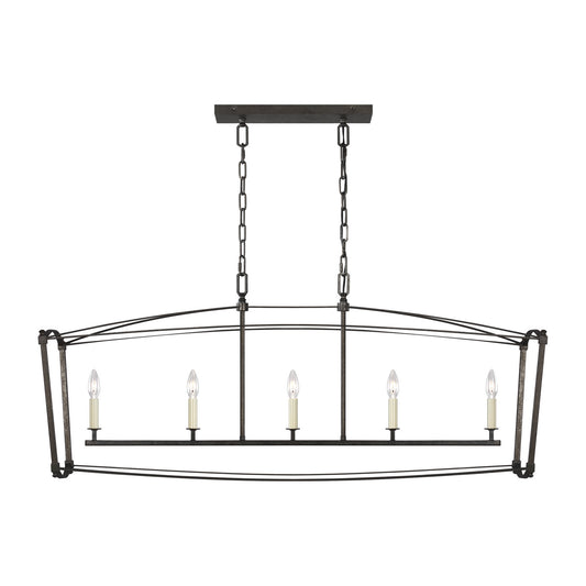 Thayer Five Light Linear Chandelier in Smith Steel
