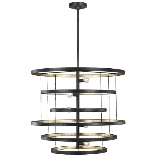 Celeste Five Light Chandelier in Aged Iron