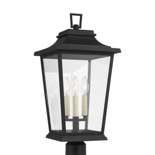 Warren Three Light Post Lantern in Textured Black