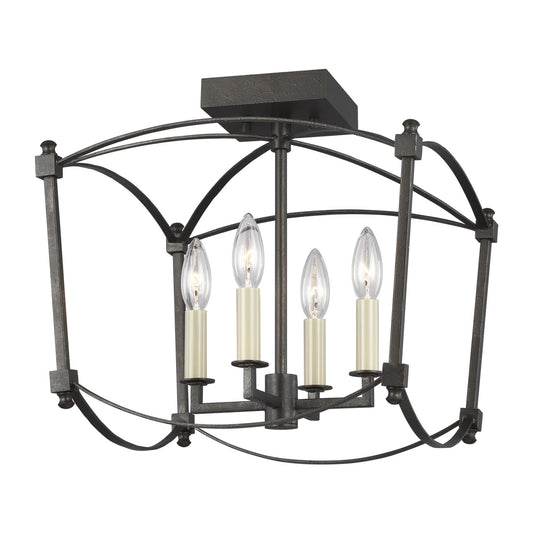 Thayer Four Light Semi-Flush Mount in Smith Steel