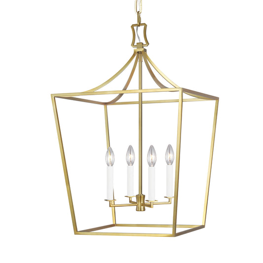 Southold Four Light Lantern in Burnished Brass